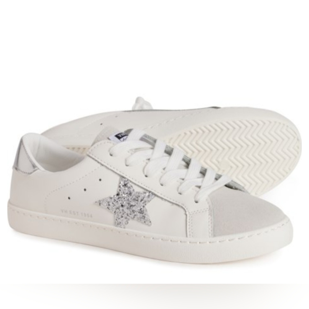 Vintage Havana White Sneakers with Silver Glitter Star